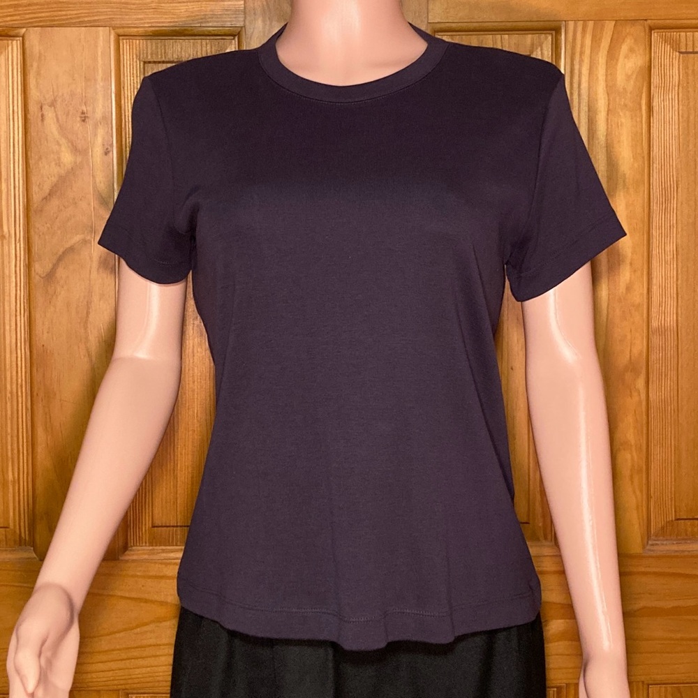 NWOT Lands End Vintage 80s 90s Top Short Sleeve Blouse Purple Size MP 10-12